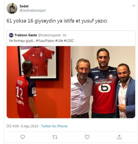 Bazı taraftarlar ise Yusuf neden 61 numaralı formayı giymedi diye eleştirdi...