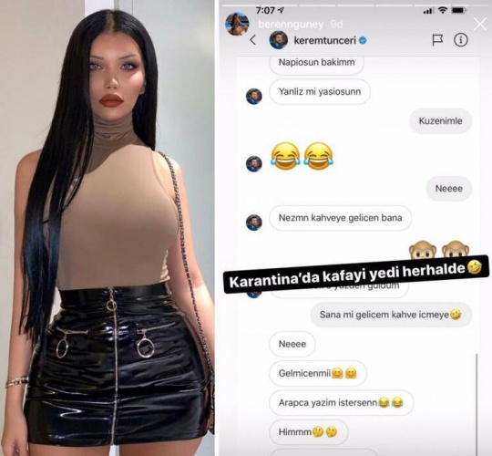 İLK İSİM BEREN GÜNEY 
Instagram'da Beren Güney ismiyle yer alan bir kullanıcı Kerem Tunçeri'nin kendisine attığı mesajları ifşa etti.