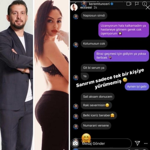 İKİNCİ İSİM MODEL ECEM 
İlk paylaşımın ardından bu kez model olduğu öğrenilen Ecem isimli bir kullanıcı da Kerem Tunçeri ile Instagram'da bu yazışmaları gerçekleştirdiğini takipçilerine duyurdu.