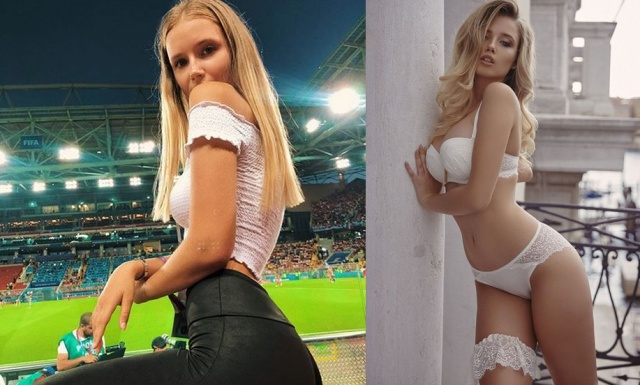 Rus model Polina Malinovskaya cesur pozlarıyla Instagram'ı sallıyor. Rus model Dünya Kupası maçına gitti ve sahada çekilmiş fotoğraflarını Instagram hesabından takipçileriyle paylaştı.