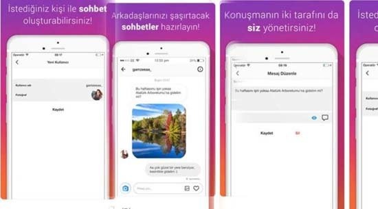 Peki bu nasıl gerçekleşiyor? 
Akıllı telefonlar için oluşturulan bir program ile Instagram’dan sahte DM konuşması yapmak mümkün. Telefonuna yüklenen uygulama açılınca, menüden en alttaki Yeni Mesaj butonuna basılıyor. Daha sonra sahte DM oluşturulacak kişinin profil bilgilerini (kullanıcı adı, profil resmi) ayarlayarak kaydet seçeneği tuşlanıyor. Ardından konuşma ekranına giriliyor ve direkt mesaj yazma kutusundan mesaj yazılıyor. Mesaj gönderen taraf olmak isteyenler, gönder butonunun yanında bulunan okun yeşil olmasına dikkat ediyor.